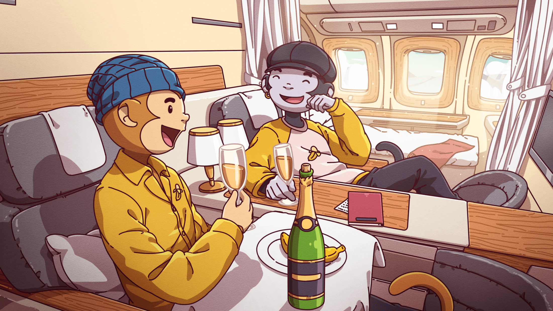 Cheers on a plane